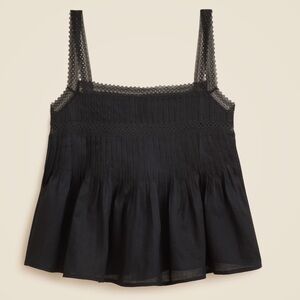 Black Lace Trim Tank Top in ramie